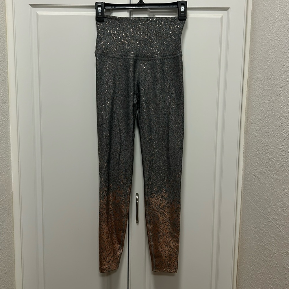 Beyond yoga rose gold foil full length leggings